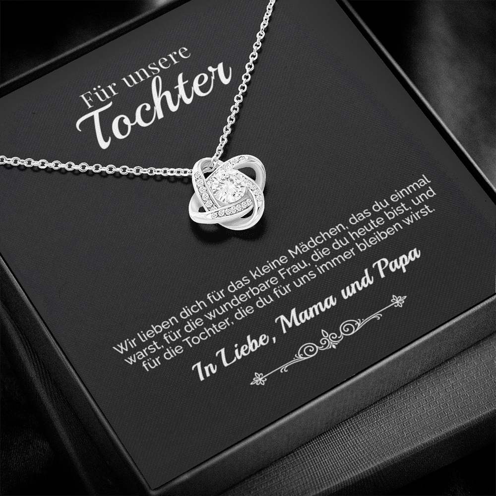ORIANIA | 14k Weißgold & 18k Gelbgold Love Knot Necklace – Von Mama und Papa an meine Tochter 🧡